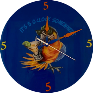 5 oclock somewhere clock with parrot