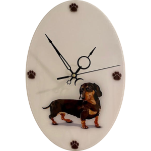 Oval Dashund Dog Clock